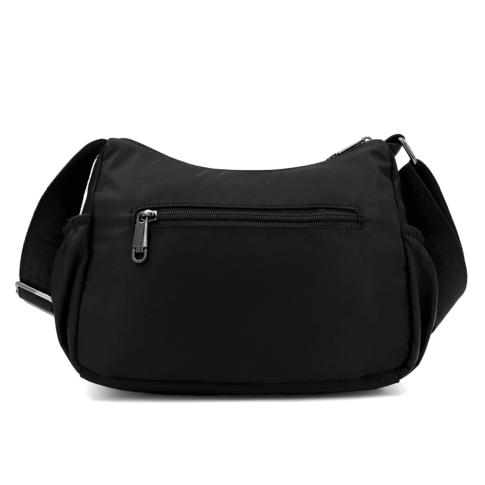 Női válltáska szövetből, sok zsebbel - fekete