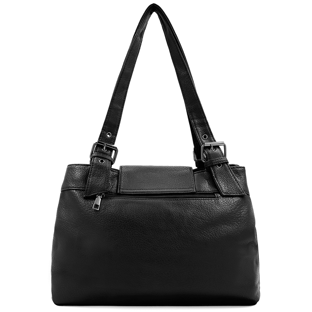 Női táska két rekesszel és sok zsebbel - fekete