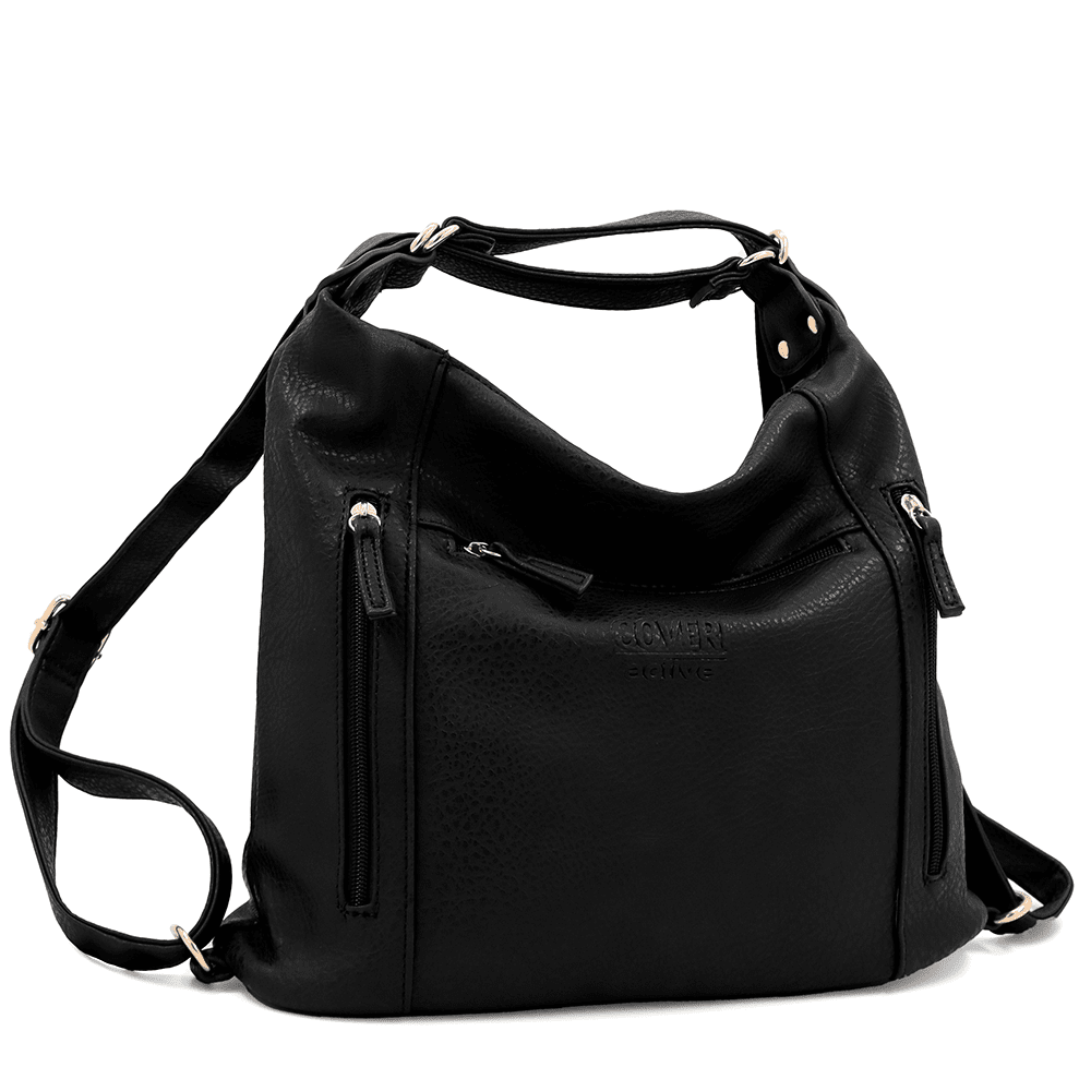 2 az 1-ben - Táska és hátizsák két rekesszel Silvana - fekete