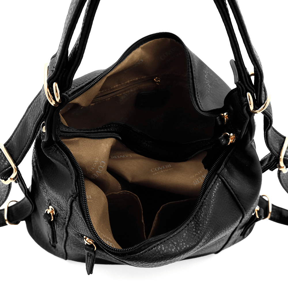 2 az 1-ben - Táska és hátizsák két rekesszel Silvana - fekete