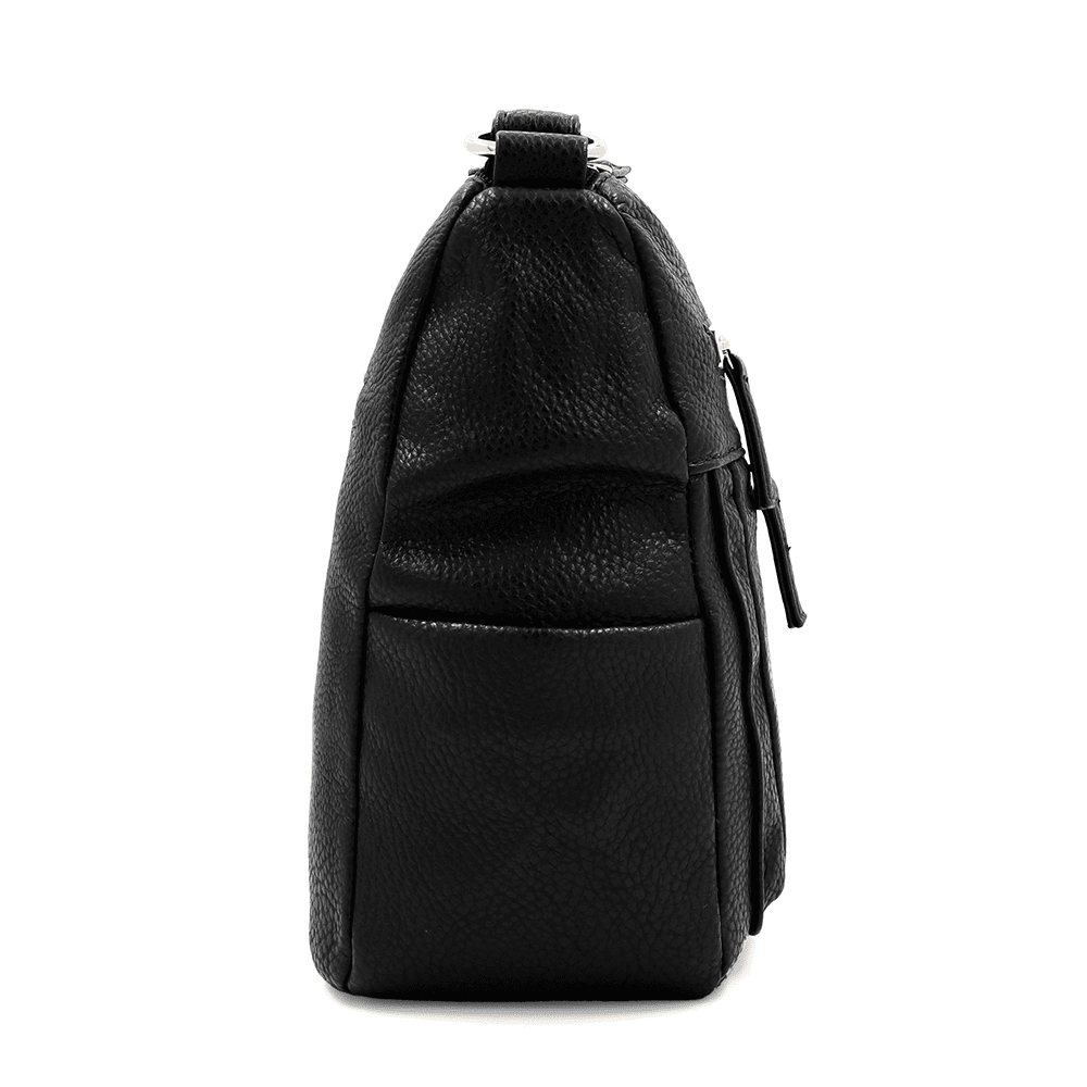 Női válltáska két rekesszel és zsebekkel - fekete