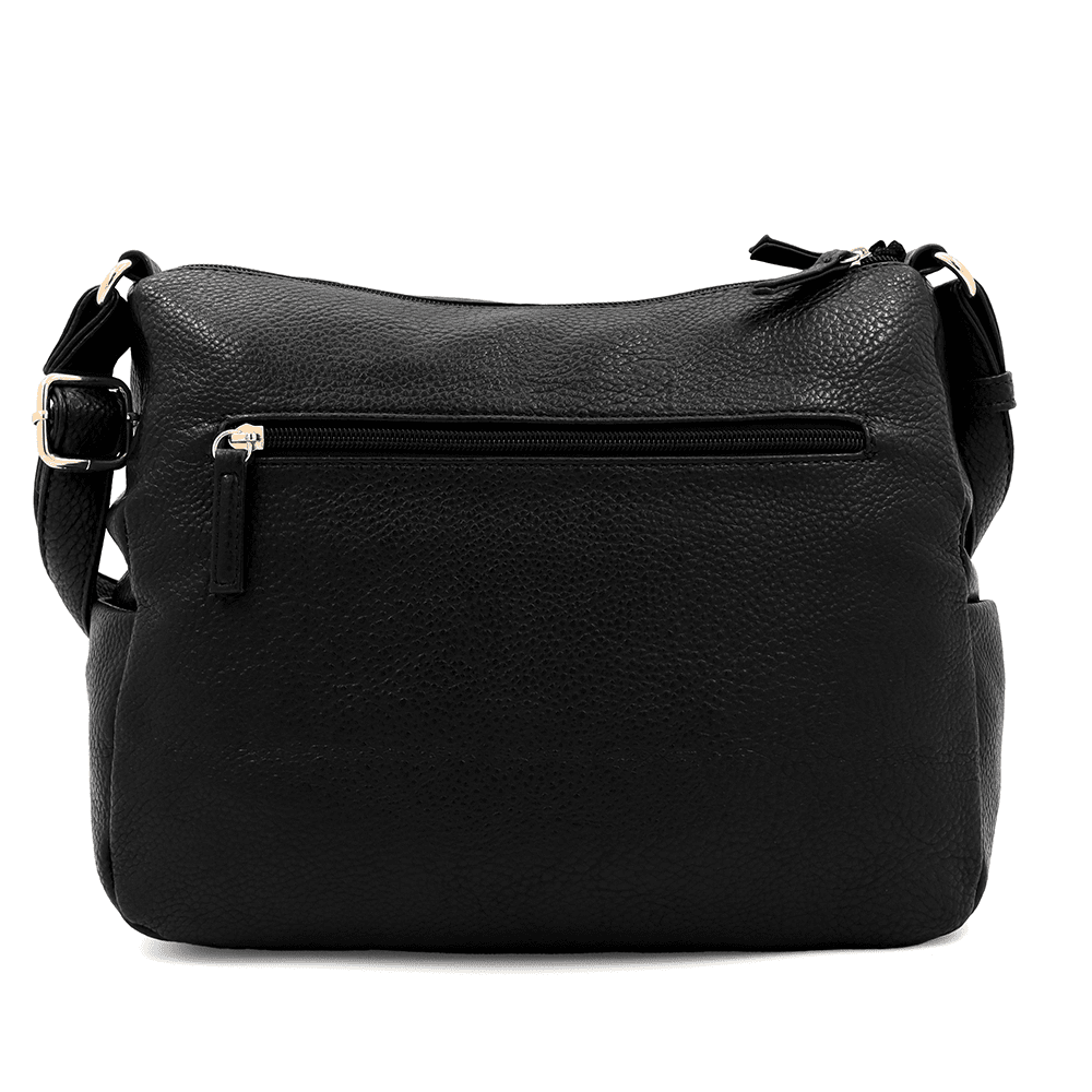 Női válltáska két rekesszel és zsebekkel - fekete