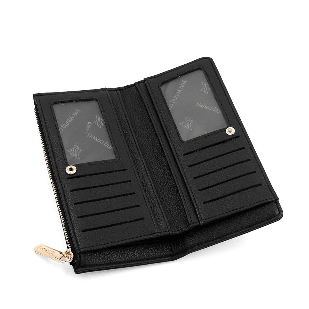 Női pénztárca beépített kártyatartóval - fekete