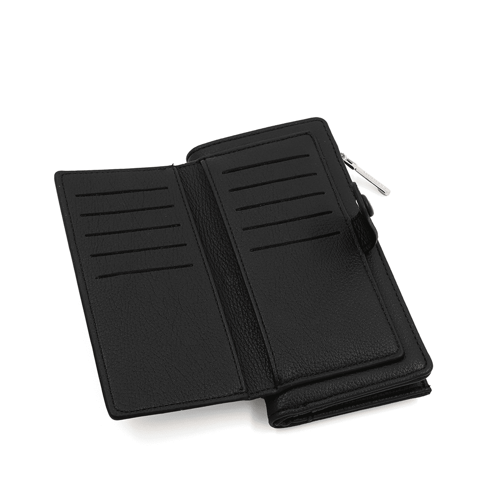 Női pénztárca beépített kártyatartóval - fekete