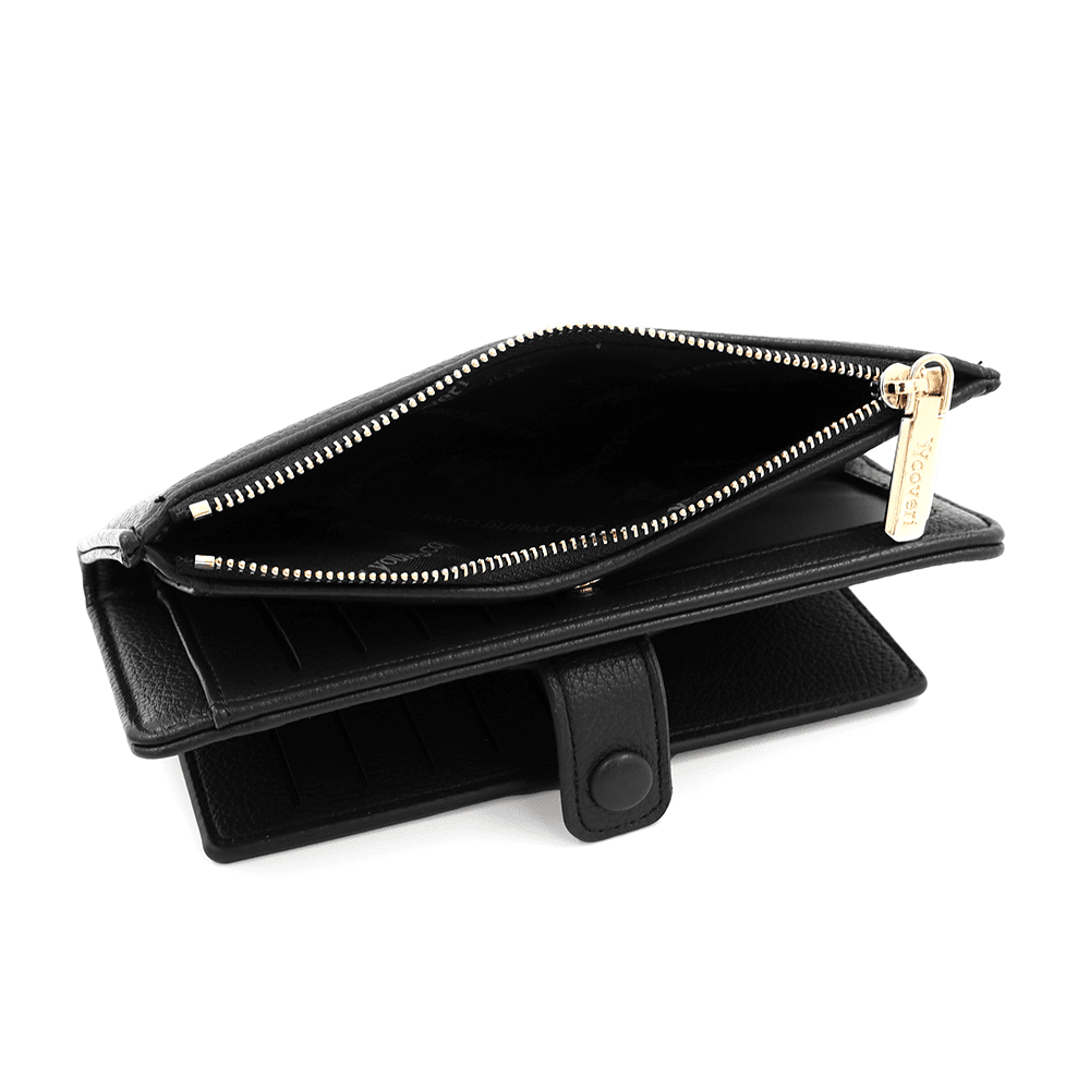 Női pénztárca beépített kártyatartóval - fekete