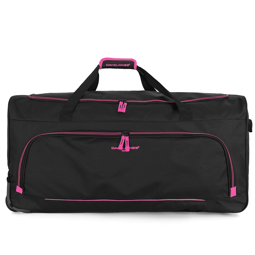 David Jones - Nagy utazótáska kerekekkel és teleszkópos fogantyúval - fekete/fukszia