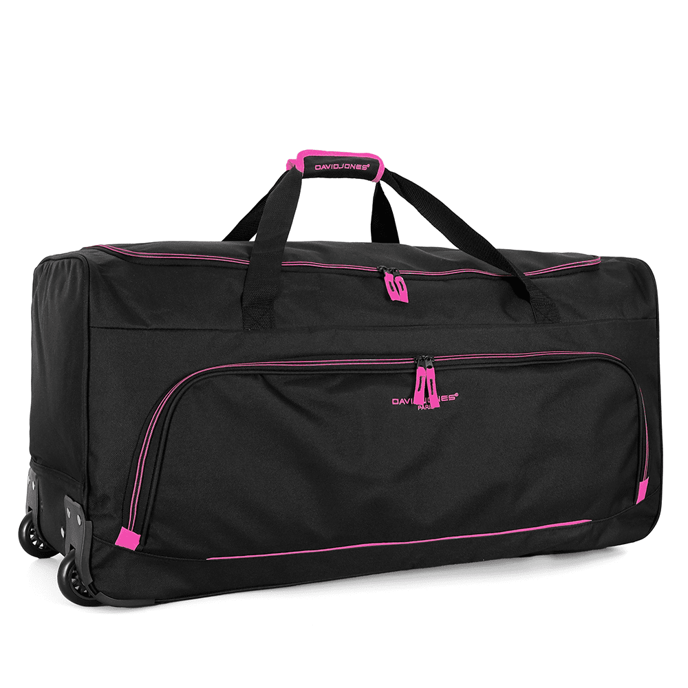 David Jones - Nagy utazótáska kerekekkel és teleszkópos fogantyúval - fekete/fukszia