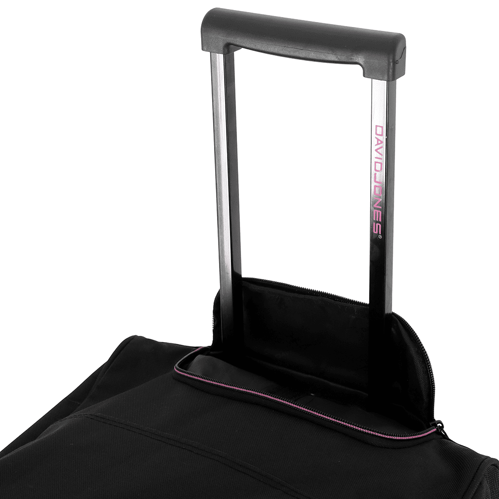 David Jones - Nagy utazótáska kerekekkel és teleszkópos fogantyúval - fekete/fukszia