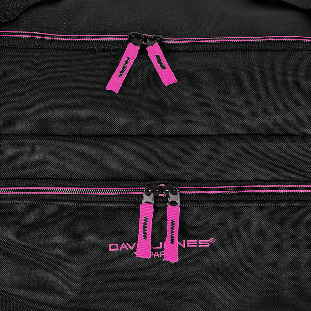 David Jones - Nagy utazótáska kerekekkel és teleszkópos fogantyúval - fekete/fukszia