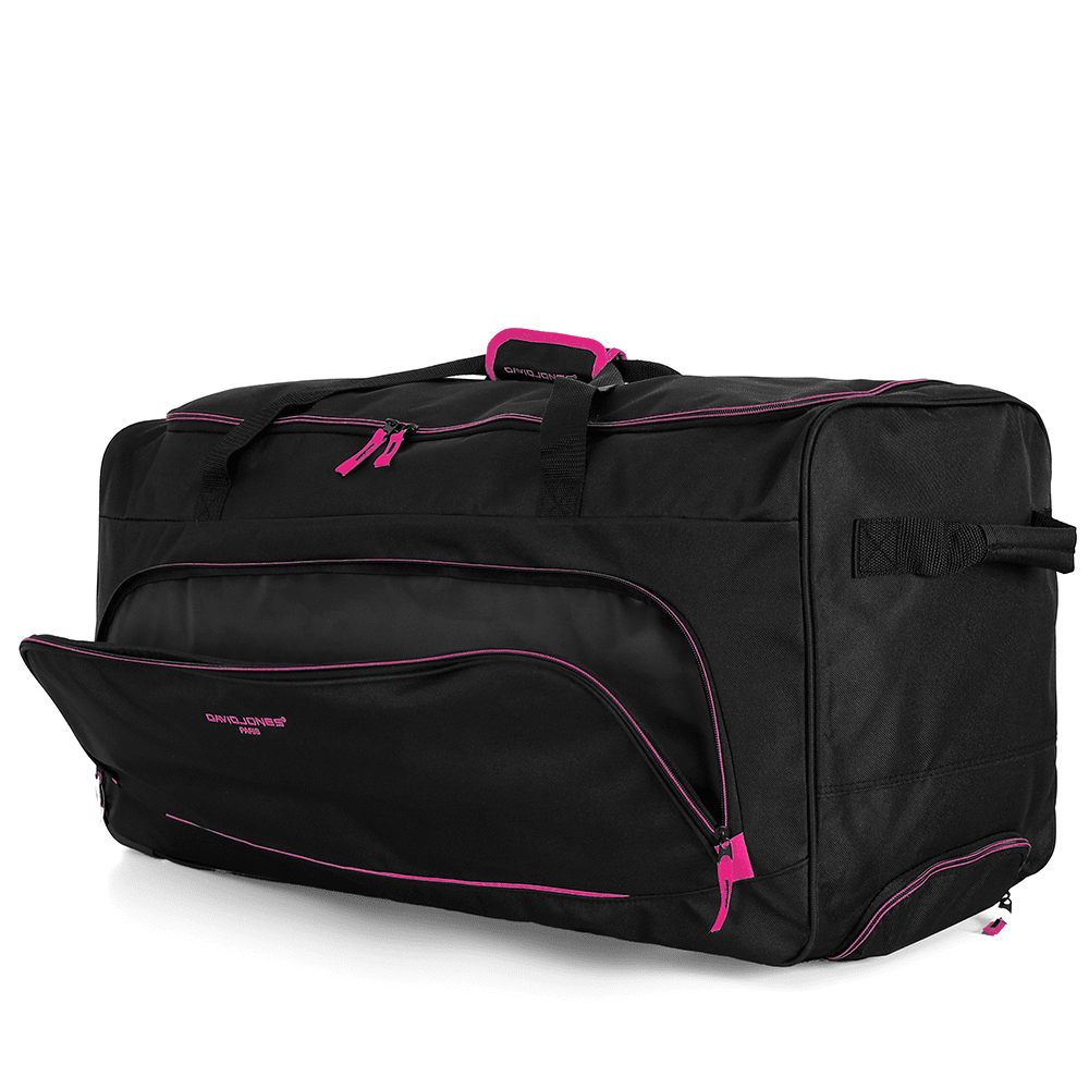 David Jones - Nagy utazótáska kerekekkel és teleszkópos fogantyúval - fekete/fukszia