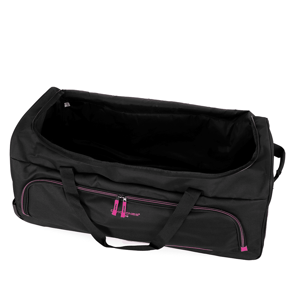 David Jones - Nagy utazótáska kerekekkel és teleszkópos fogantyúval - fekete/fukszia