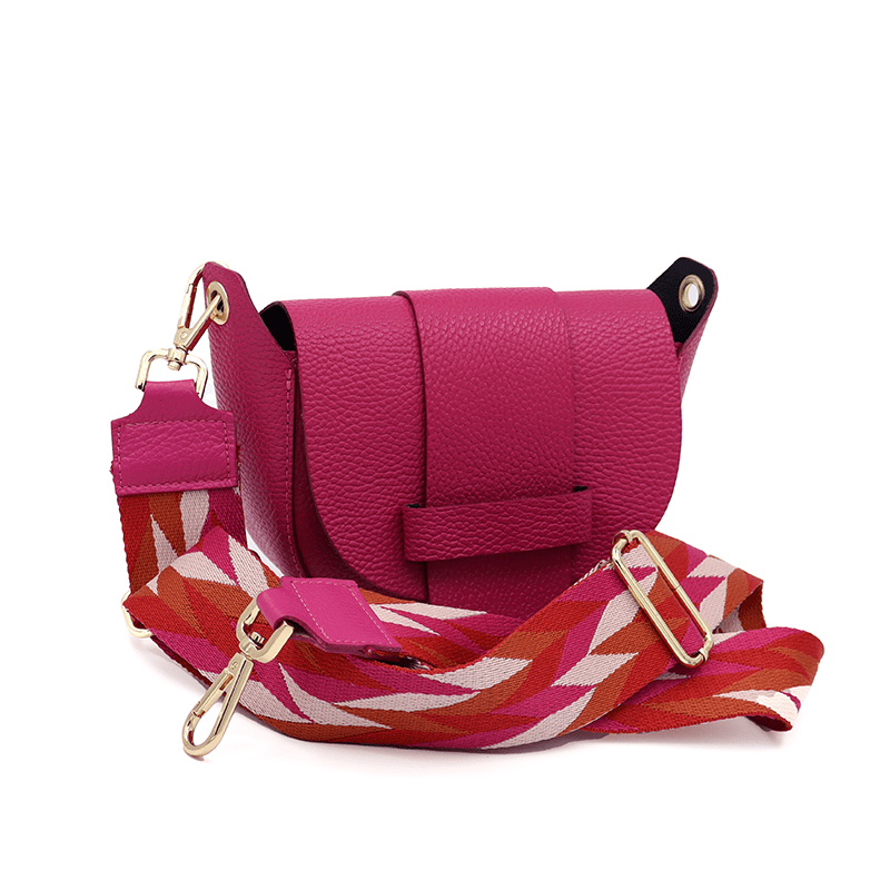 Leandra természetes bőr válltáska – fukszia