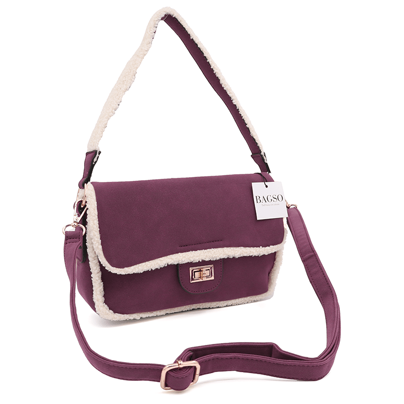 Válltáska 2 fogantyúval és Mina plüss - bordó