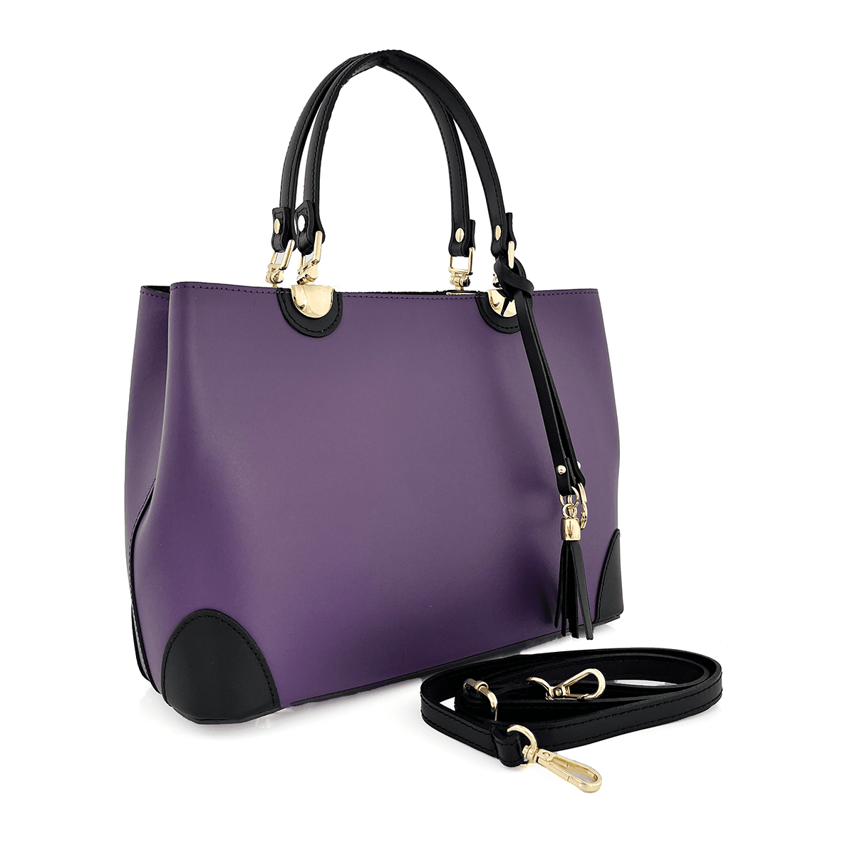 Női táska természetes bőrből Alika - sötét lila