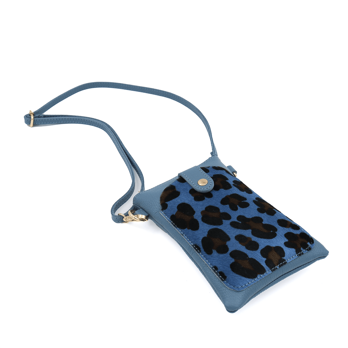 Természetes bőr válltáska állatmintás nyomtatással - kék