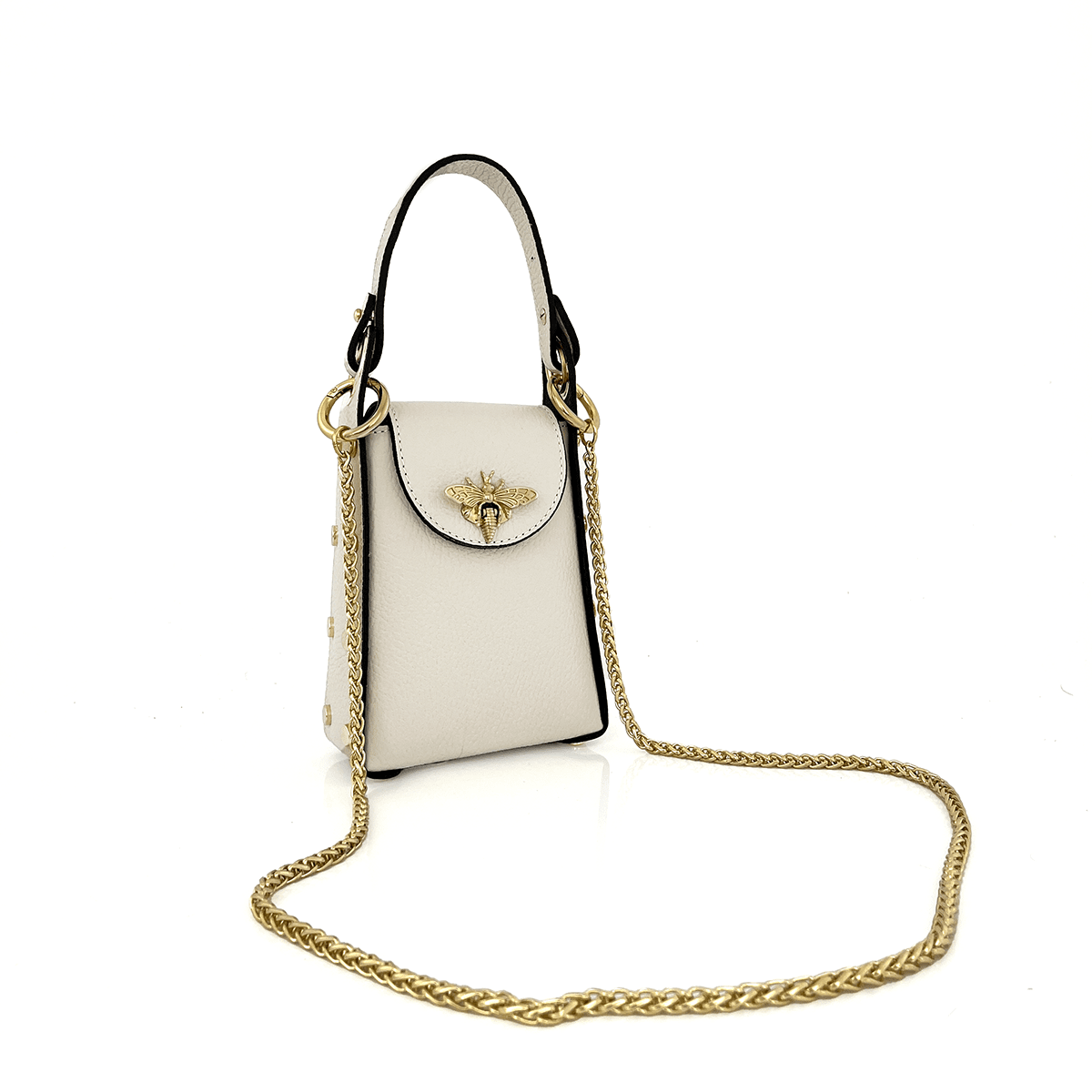 Női táska 2 fogantyúval, természetes bőrből, Azzurra  - bézs