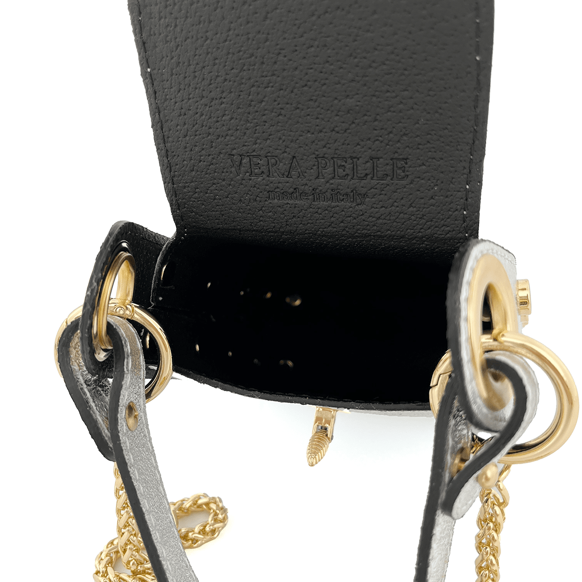 Női táska 2 fogantyúval, természetes bőrből, Azzurra  - ezüstös