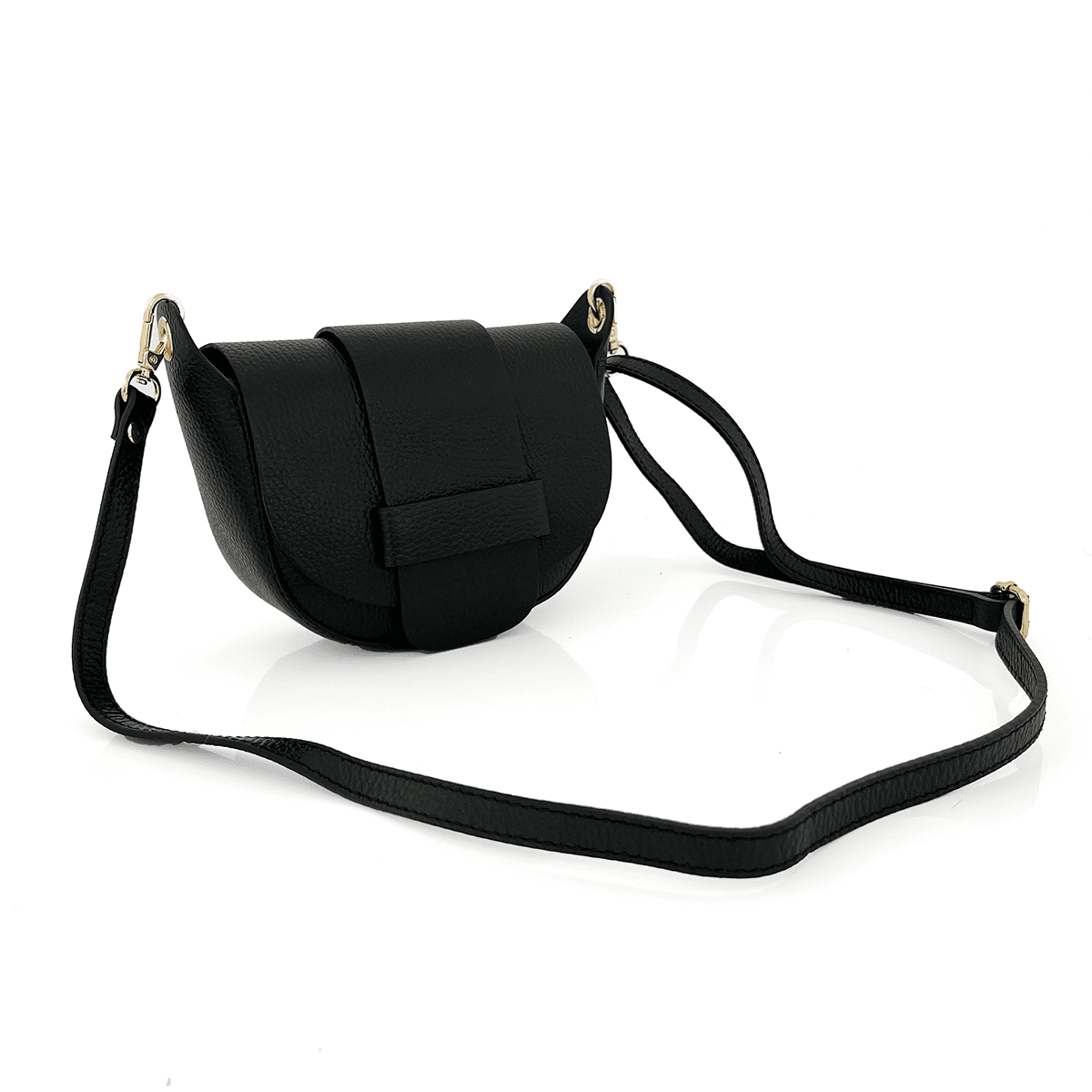 Leandra természetes bőr válltáska - fekete