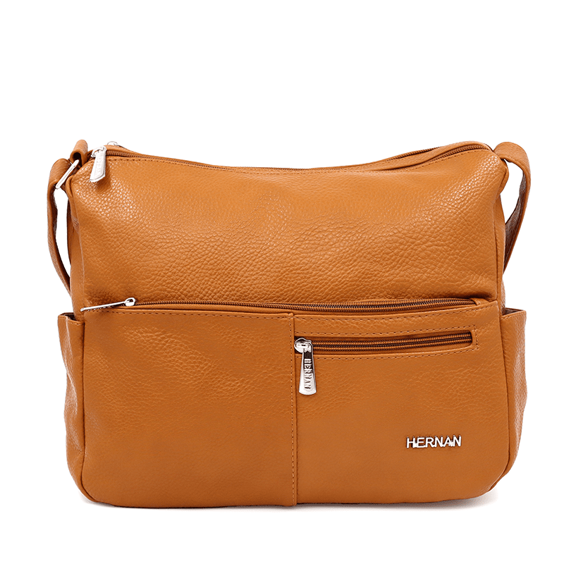 Válltáska 2 rekesszel és sok zsebbel - barna