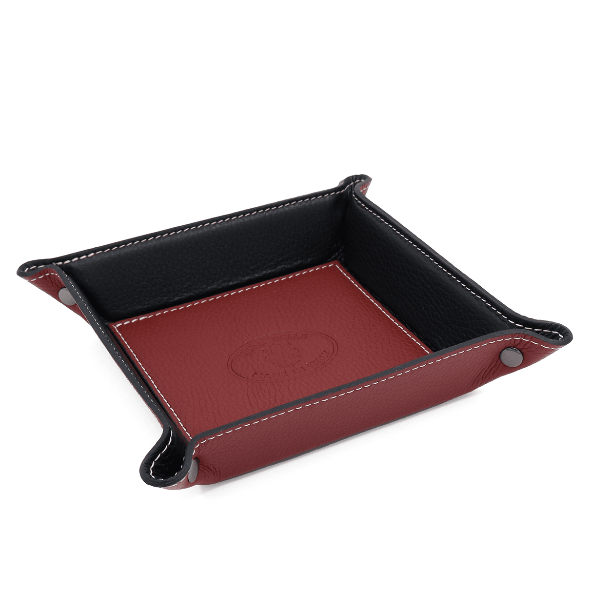 Természetes bőrből készült kiegészítő-tartó - bordó/fekete