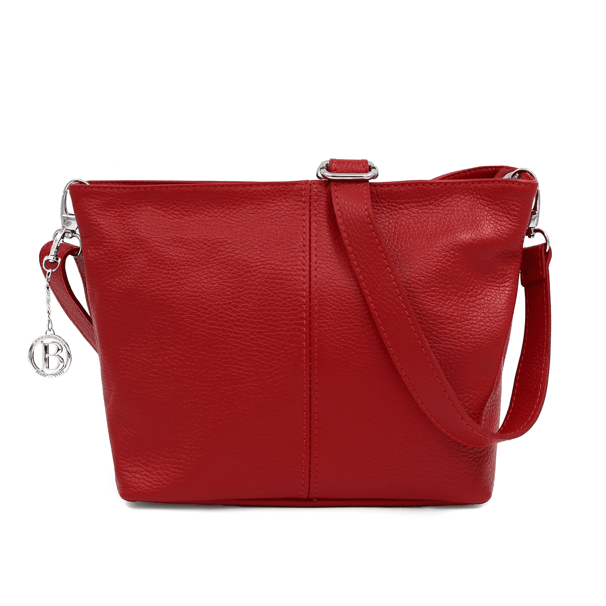 Női válltáska természetes bőrből - piros