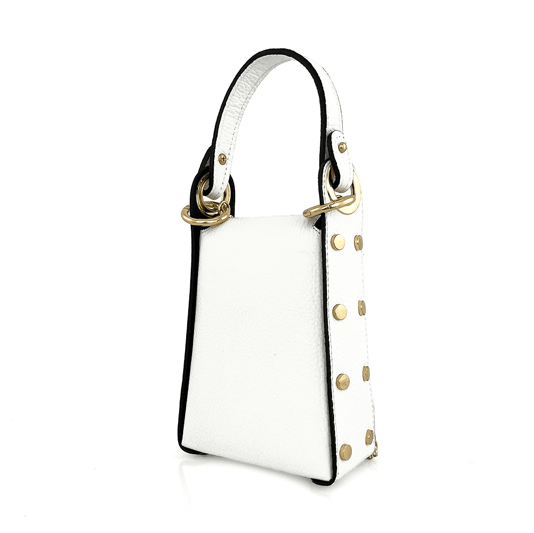 Női táska 2 fogantyúval természetes bőrből Azzurra  - fehér