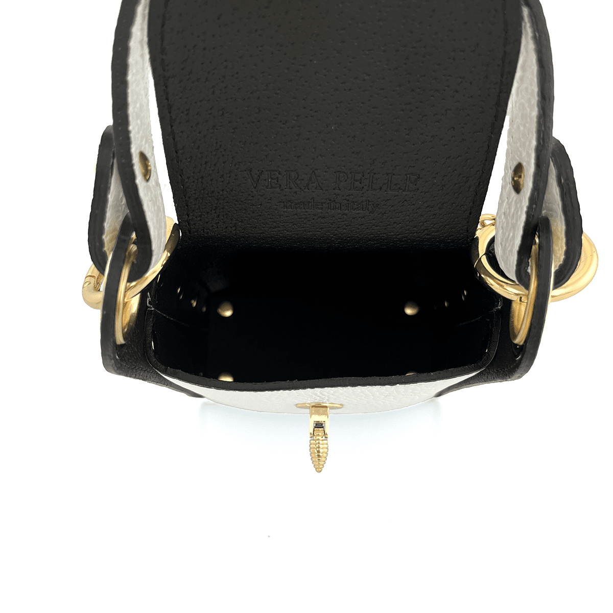 Női táska 2 fogantyúval természetes bőrből Azzurra  - fehér