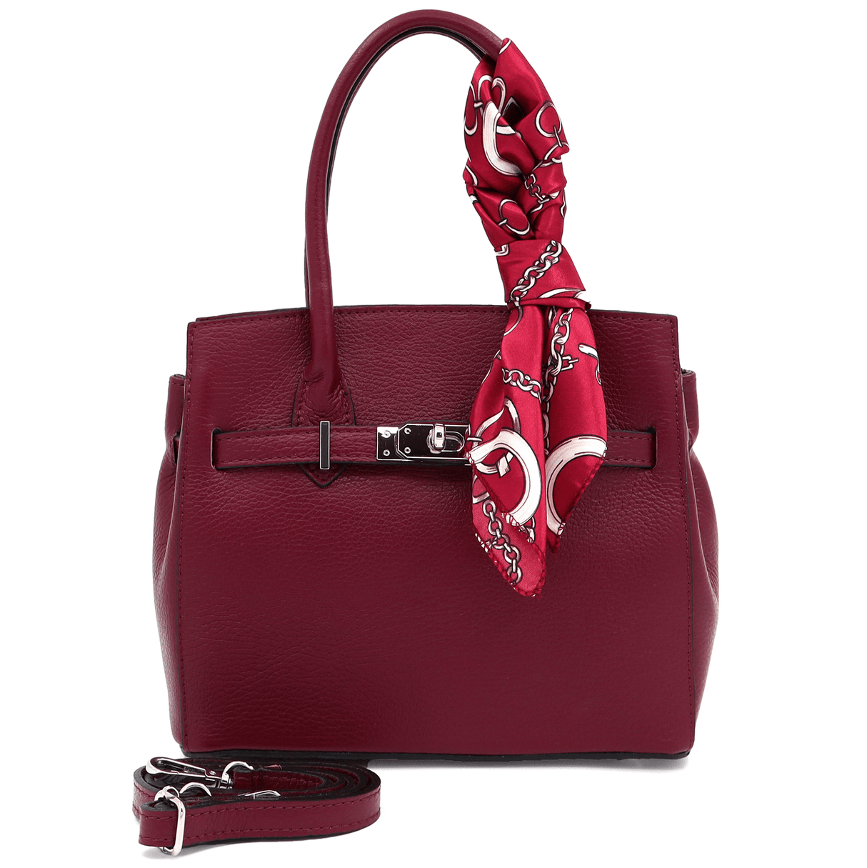 Luxus táska természetes bőrből - bordó