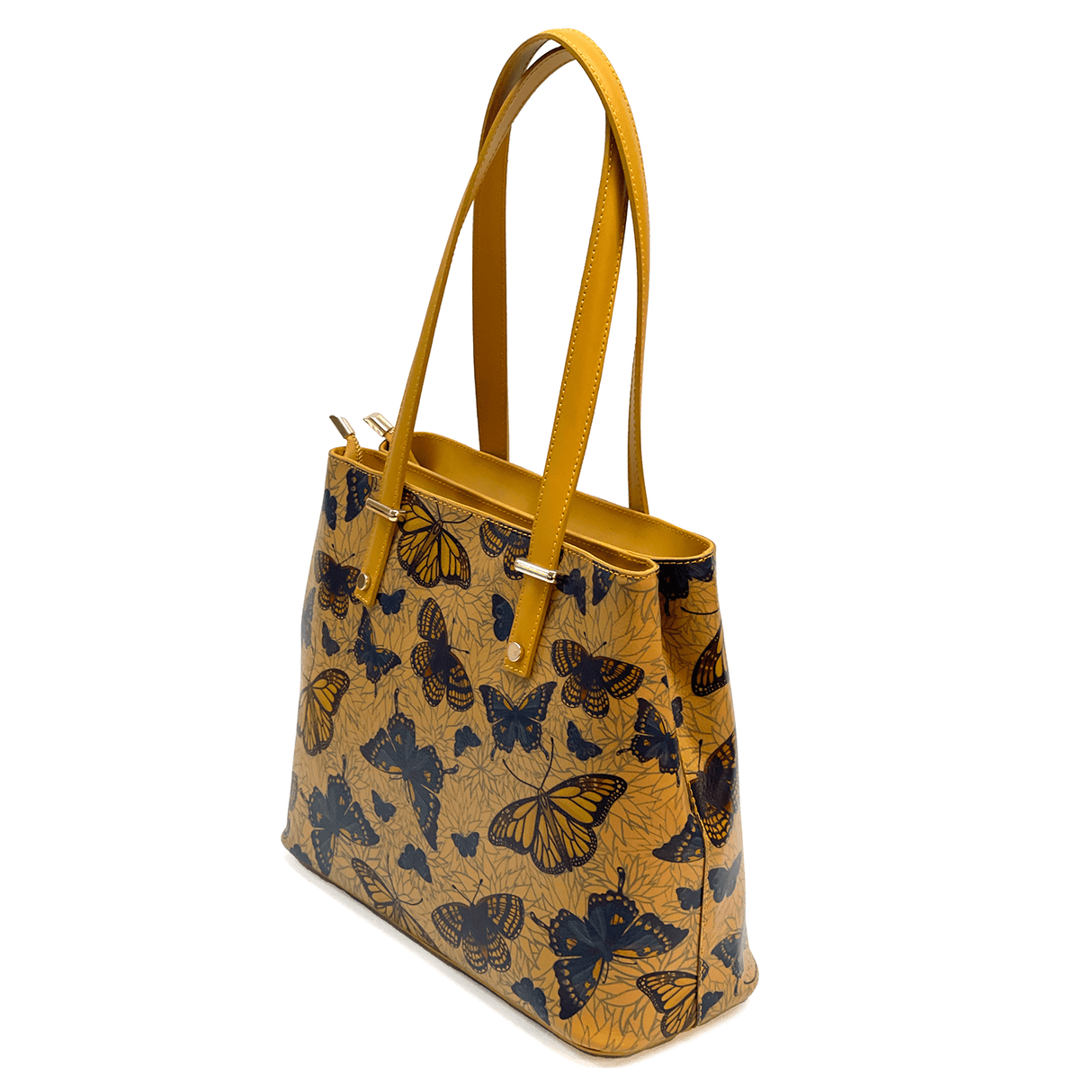 Természetes bőr táska mustársárga mintával