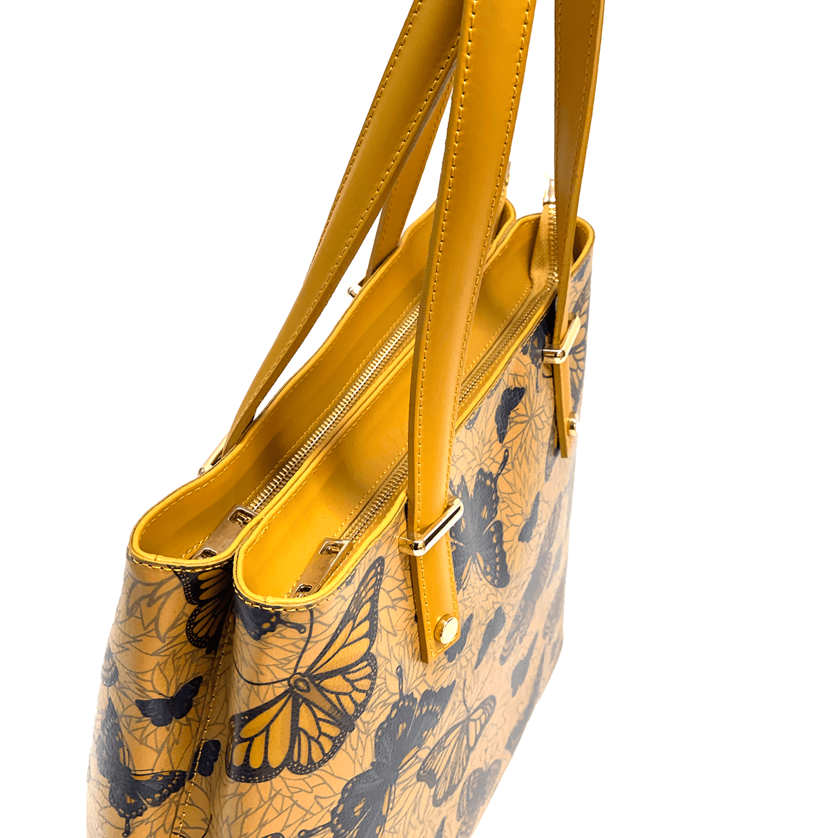 Természetes bőr táska mustársárga mintával