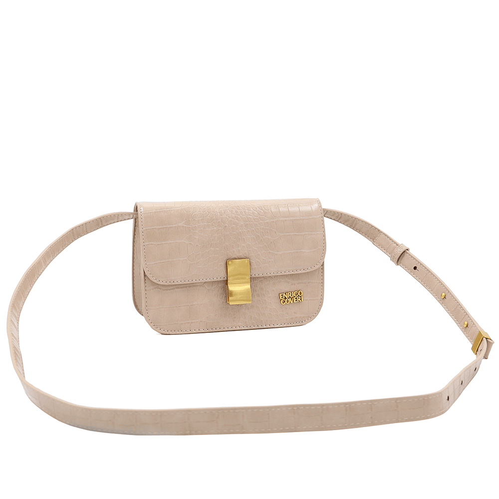 ENRICO COVERI - Női válltáska krokodil mintával - világosbarna