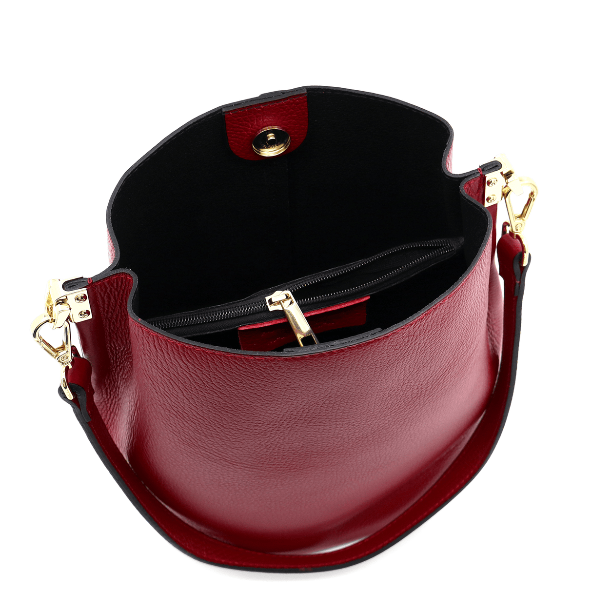 Női táska természetes bőrből, 2 fogantyúval Alba - sötétvörös