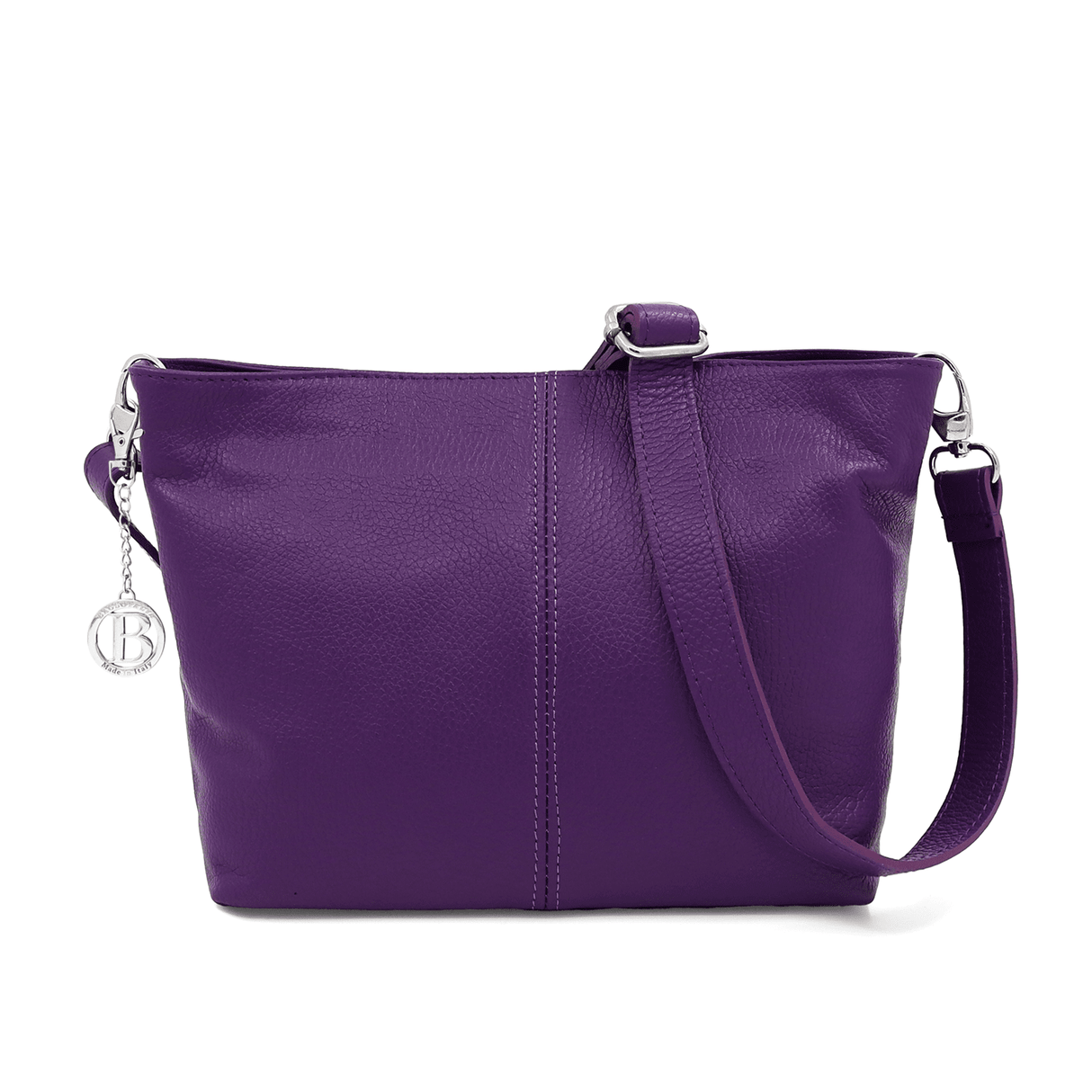 Női válltáska természetes bőrből - sötét lila
