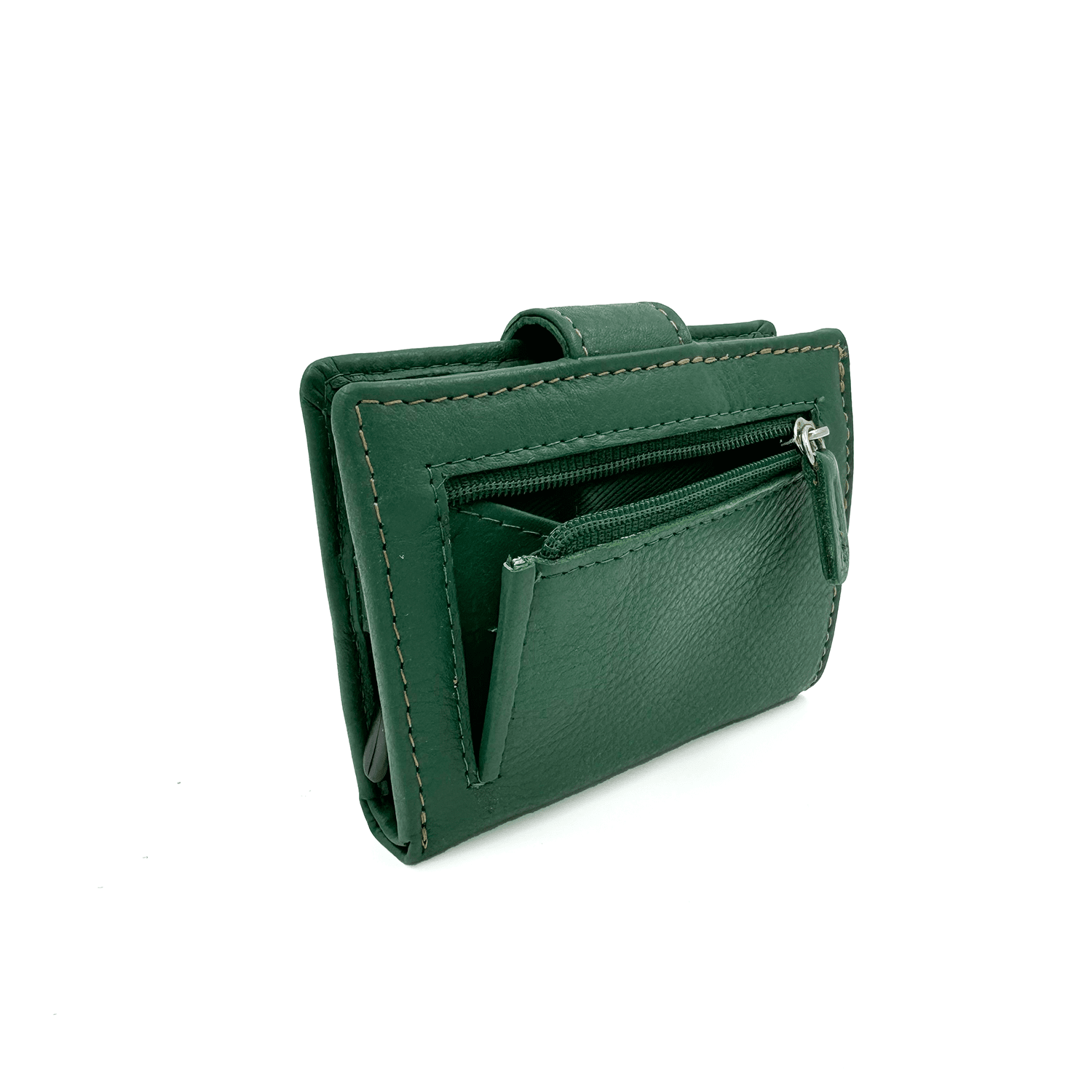 Unisex bőr pénztárca lopásgátló rendszerrel - zöld