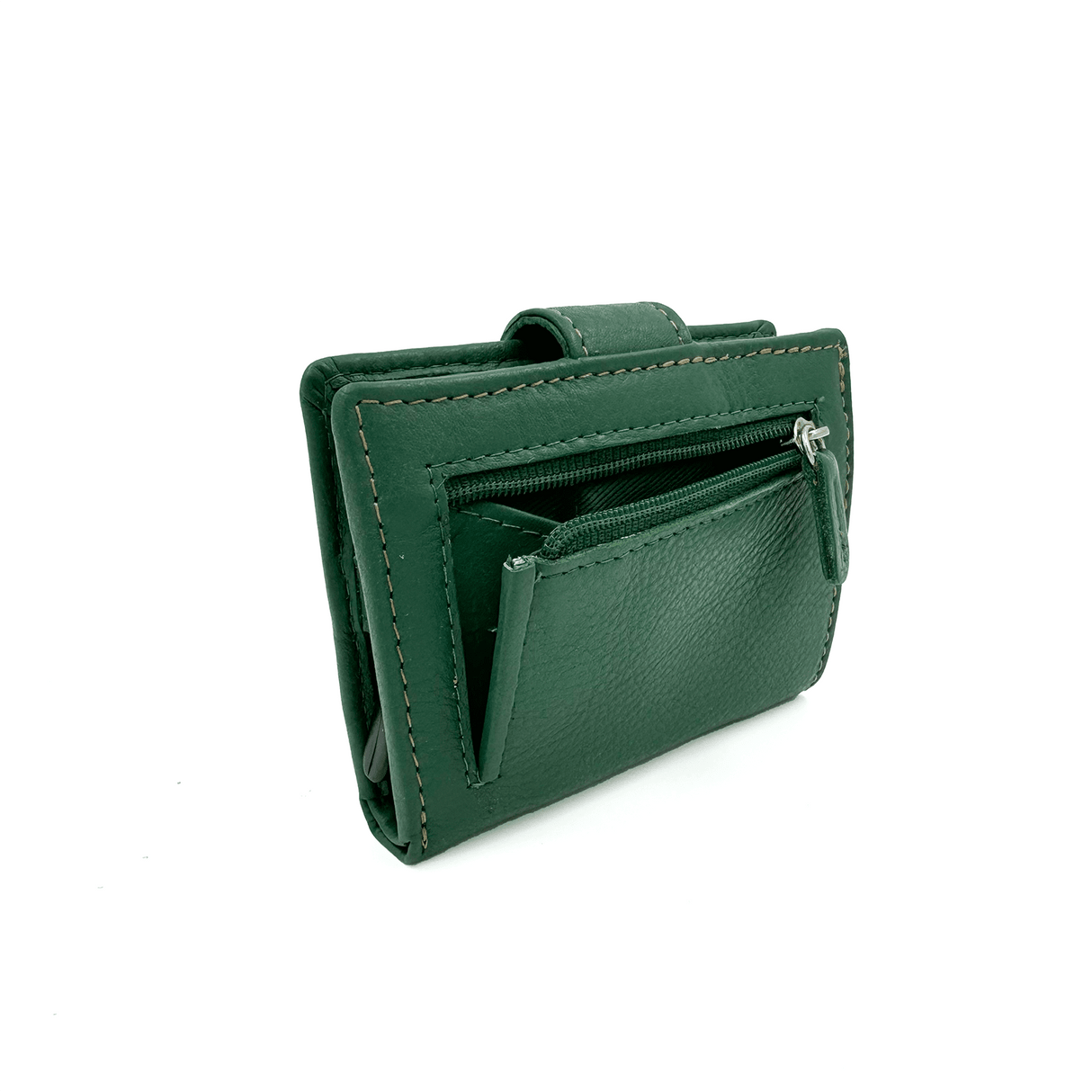 Unisex bőr pénztárca lopásgátló rendszerrel - zöld