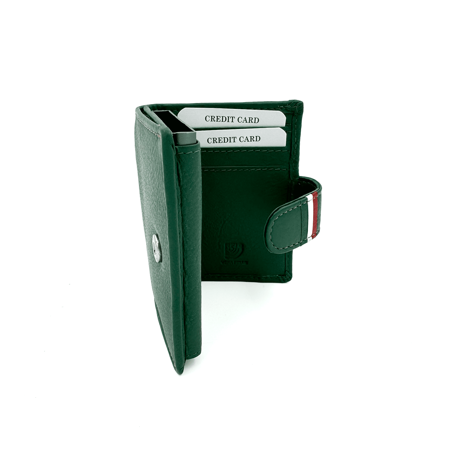 Unisex bőr pénztárca lopásgátló rendszerrel - zöld