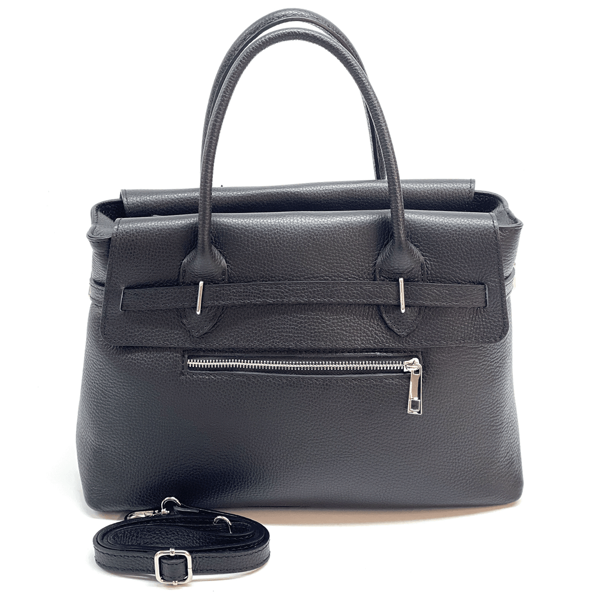 Luxus táska természetes bőrből Flora - fekete