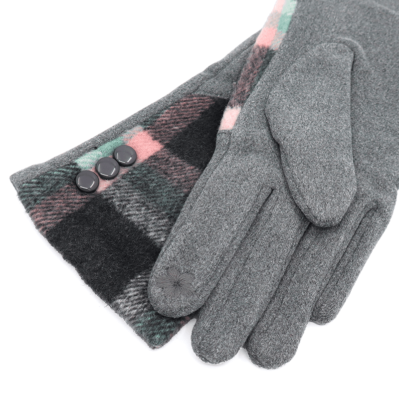 Női téli kesztyű kockás mintával - szürke