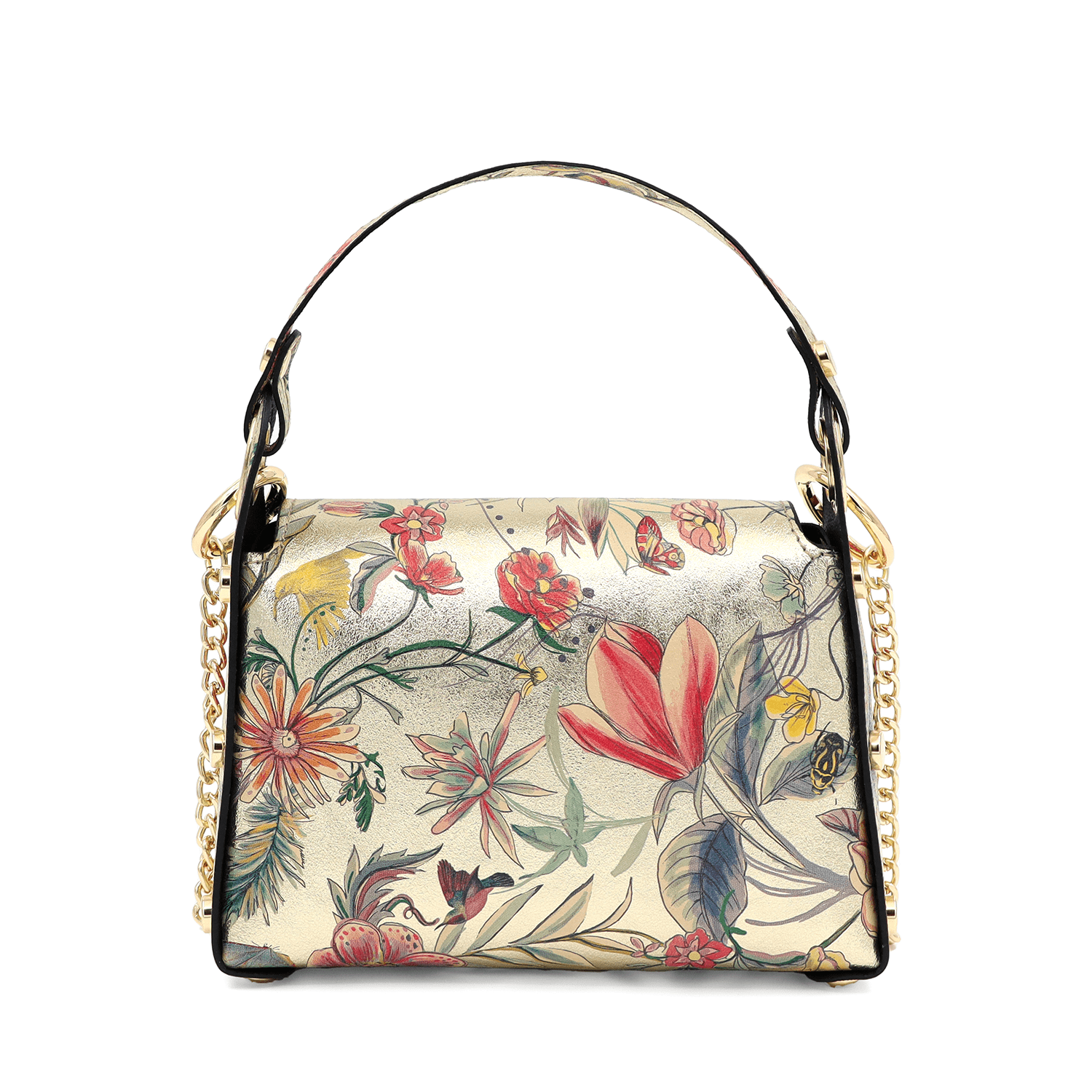 Női táska 2 fogantyúval, természetes bőrből, Alena - arany