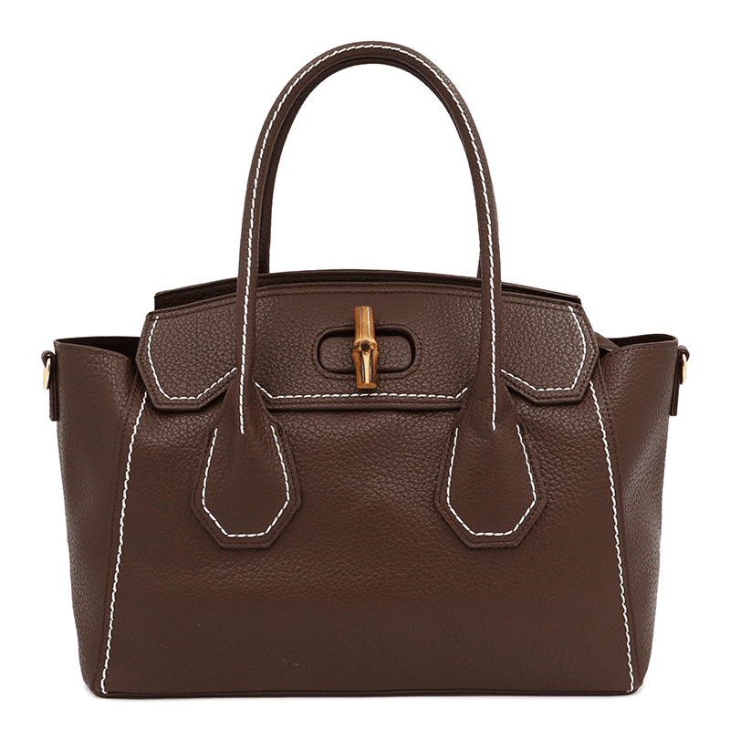 KASSANDRA - Női táska bambusz részletekkel - sötétbarna