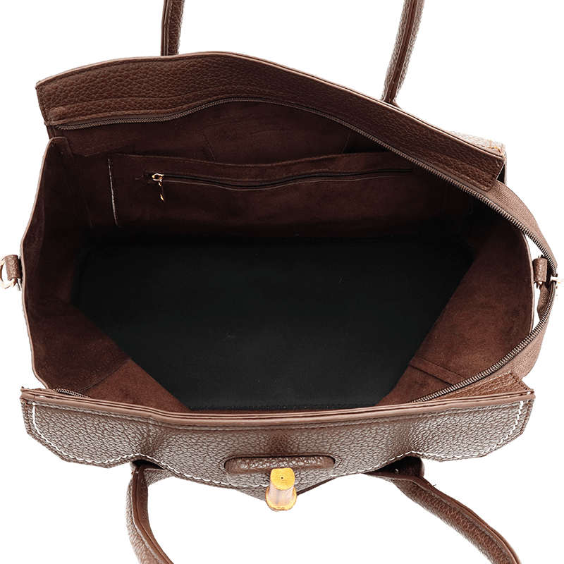 KASSANDRA - Női táska bambusz részletekkel - sötétbarna