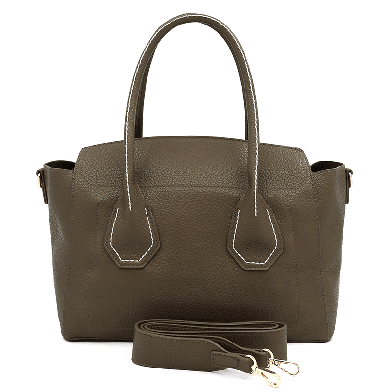 KASSANDRA - Női táska bambusz részletekkel - sötétzöld