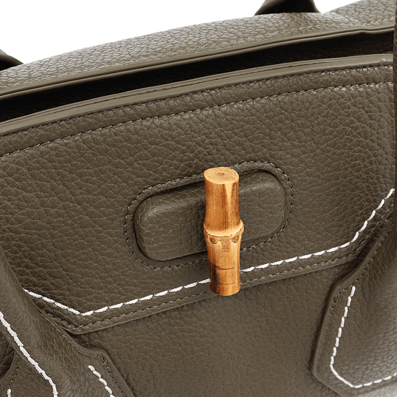 KASSANDRA - Női táska bambusz részletekkel - sötétzöld