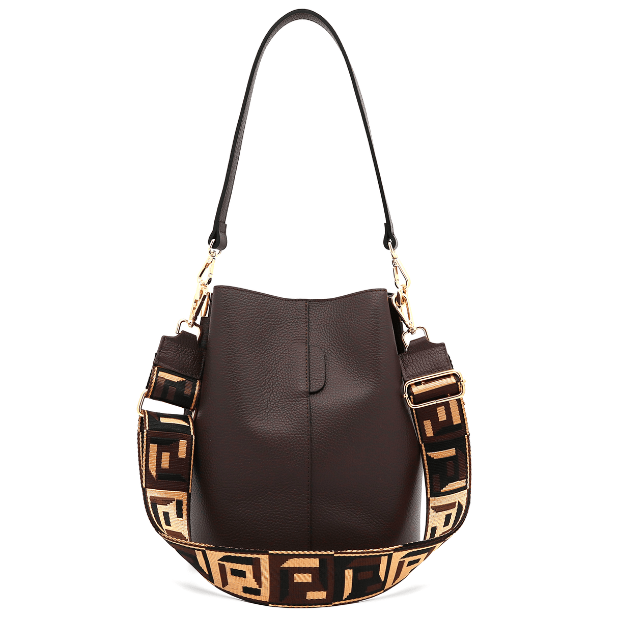 Női táska természetes bőrből, 2 fogantyúval Alba - sötétbarna