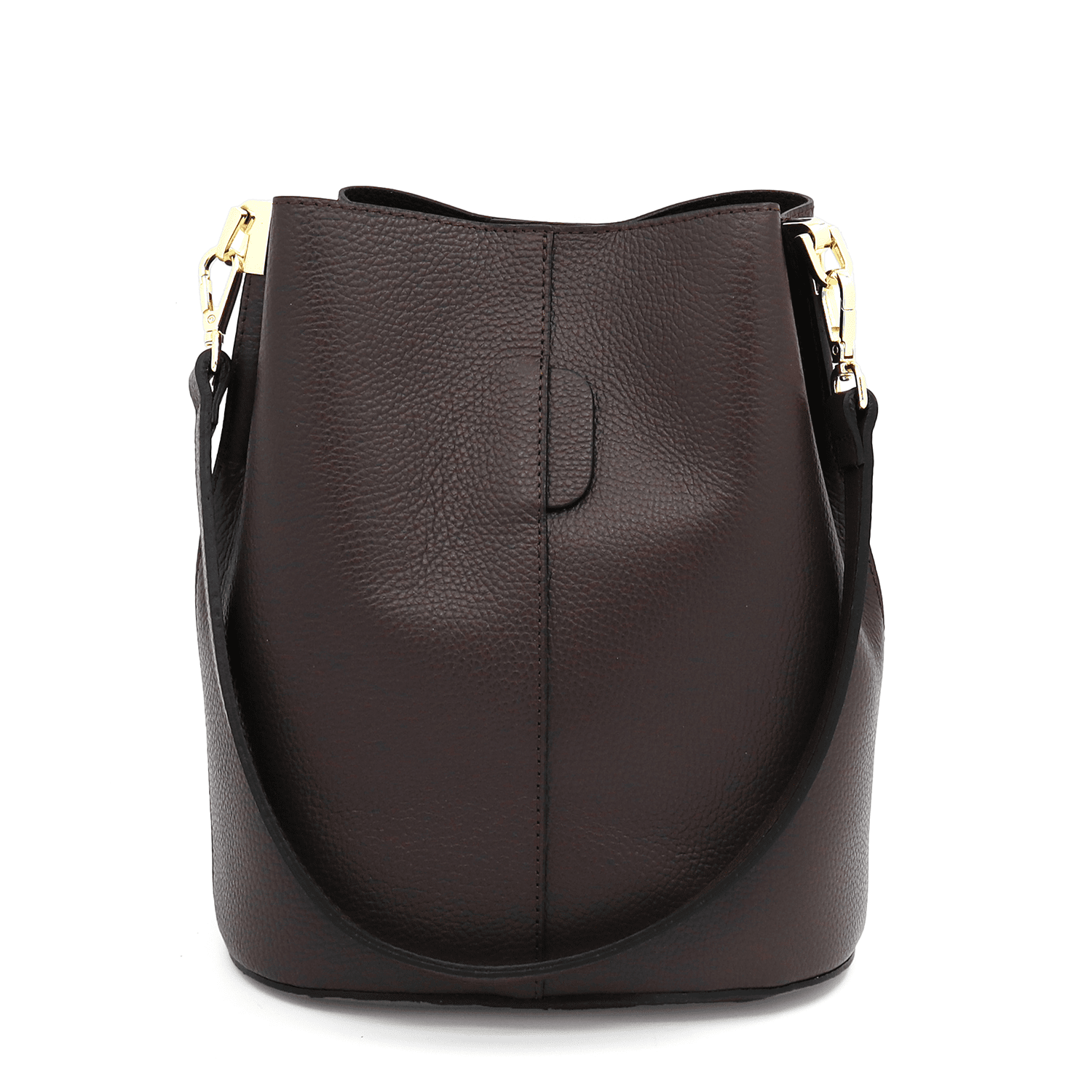 Női táska természetes bőrből, 2 fogantyúval Alba - sötétbarna