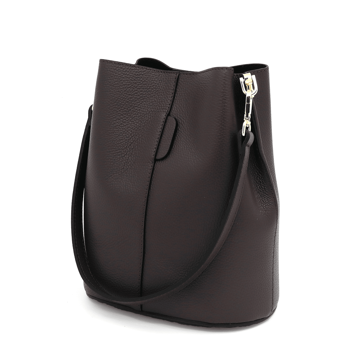 Női táska természetes bőrből, 2 fogantyúval Alba - sötétbarna