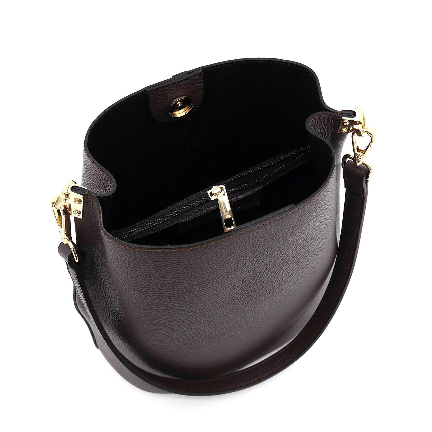 Női táska természetes bőrből, 2 fogantyúval Alba - sötétbarna