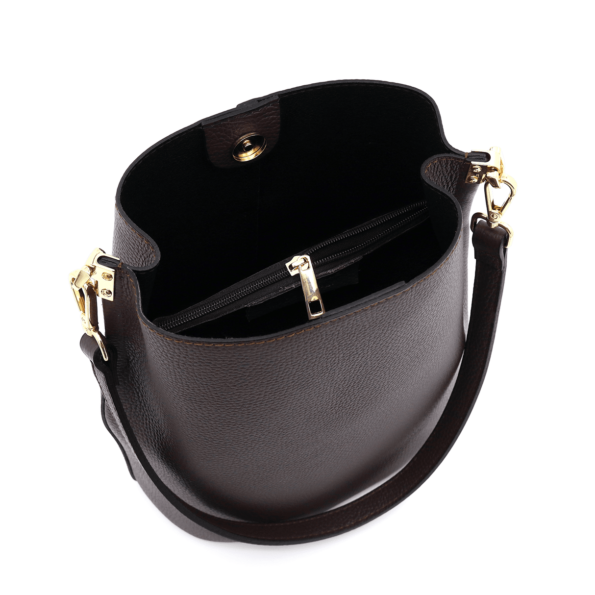 Női táska természetes bőrből, 2 fogantyúval Alba - sötétbarna