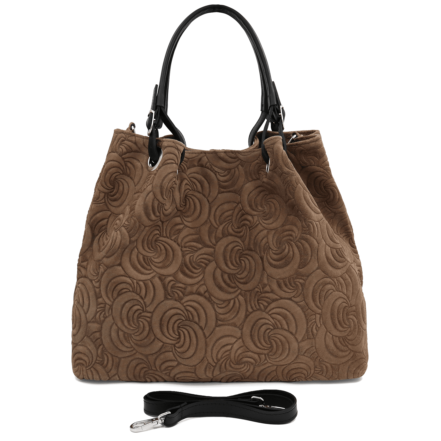 Nagy női táska természetes velúrból Rosie - barna