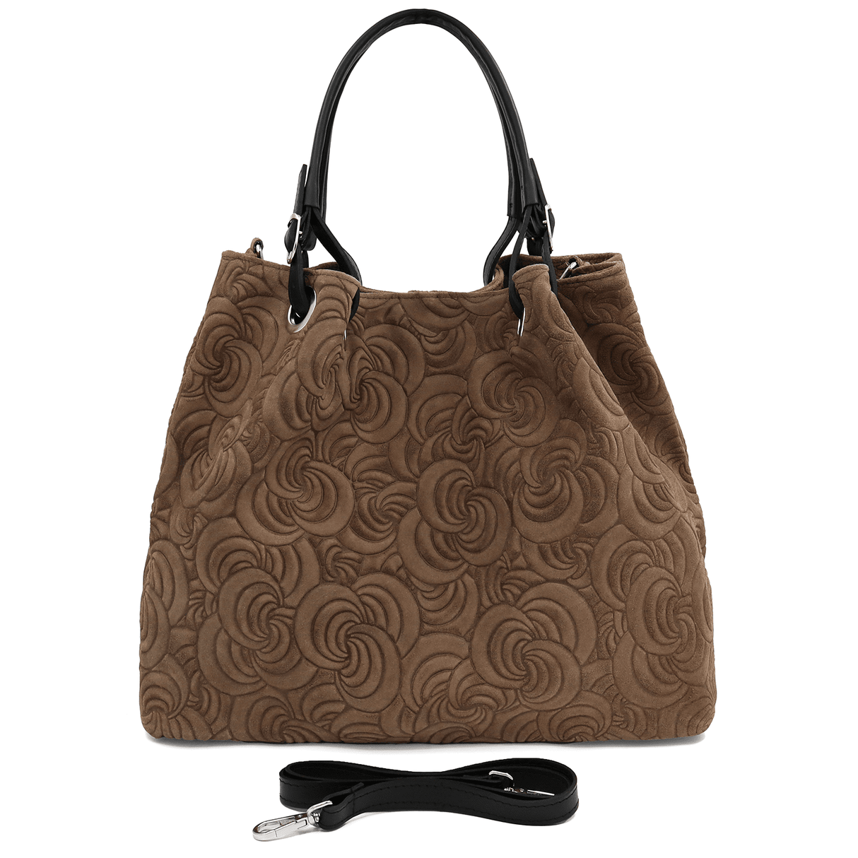 Nagy női táska természetes velúrból Rosie - barna